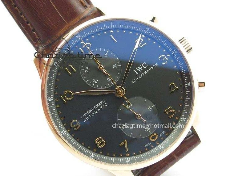 MIROTIME 0414 Portuguese IW371415 ZF 1:1 Best Edition RG Black dial On Brown Leather Strap A Modern 7286